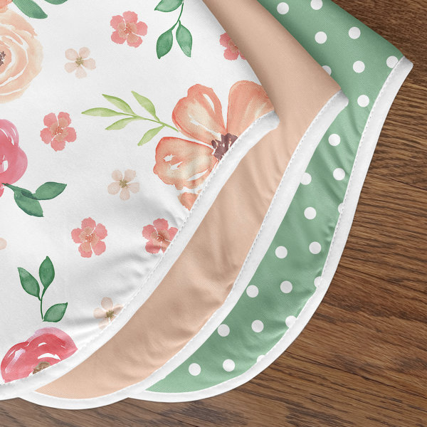 Sweet Jojo Designs Watercolor Floral Peach and Green Absorbent Burp
